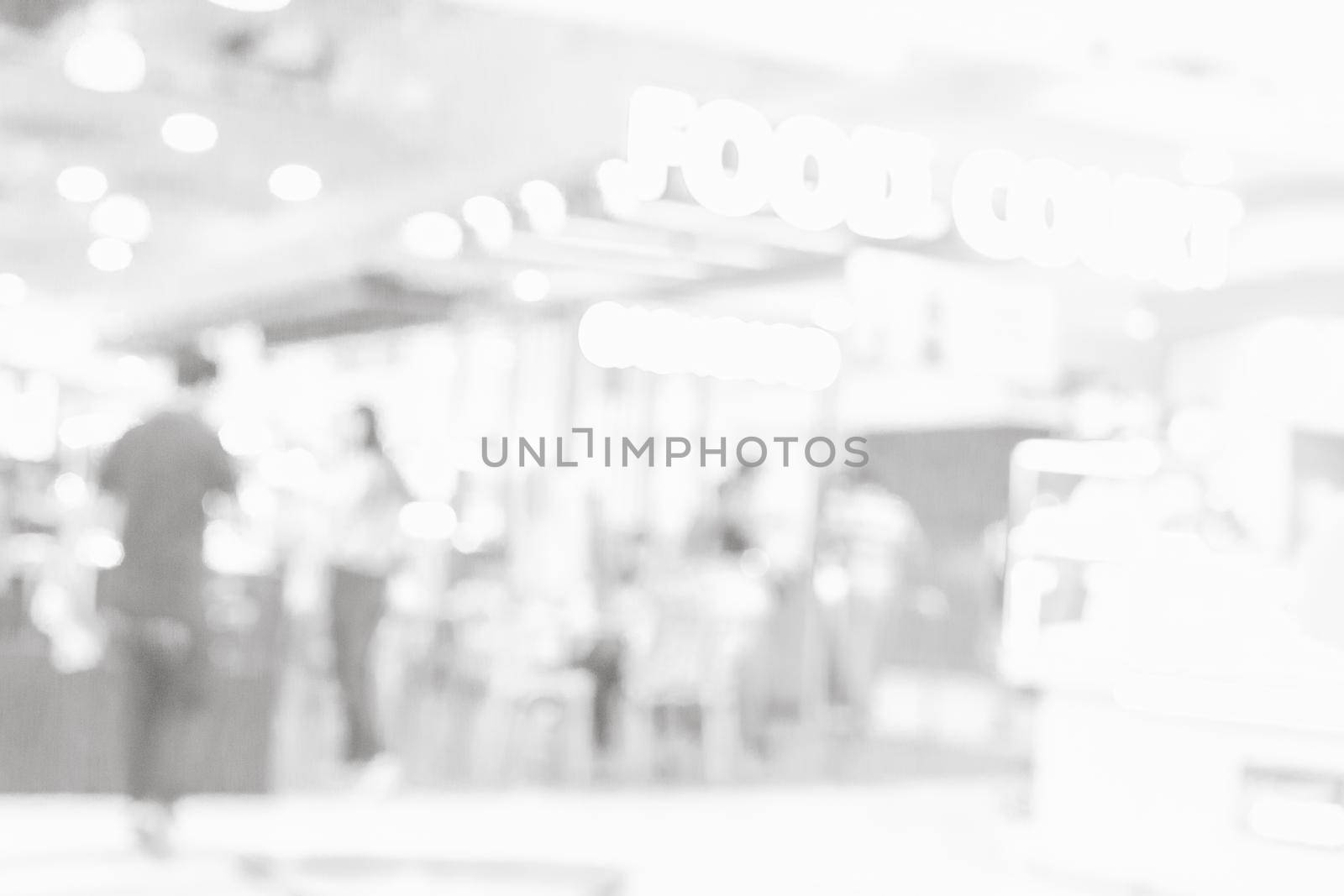 Grey or White blurred of department store background. Defocused blur background. by Benzoix