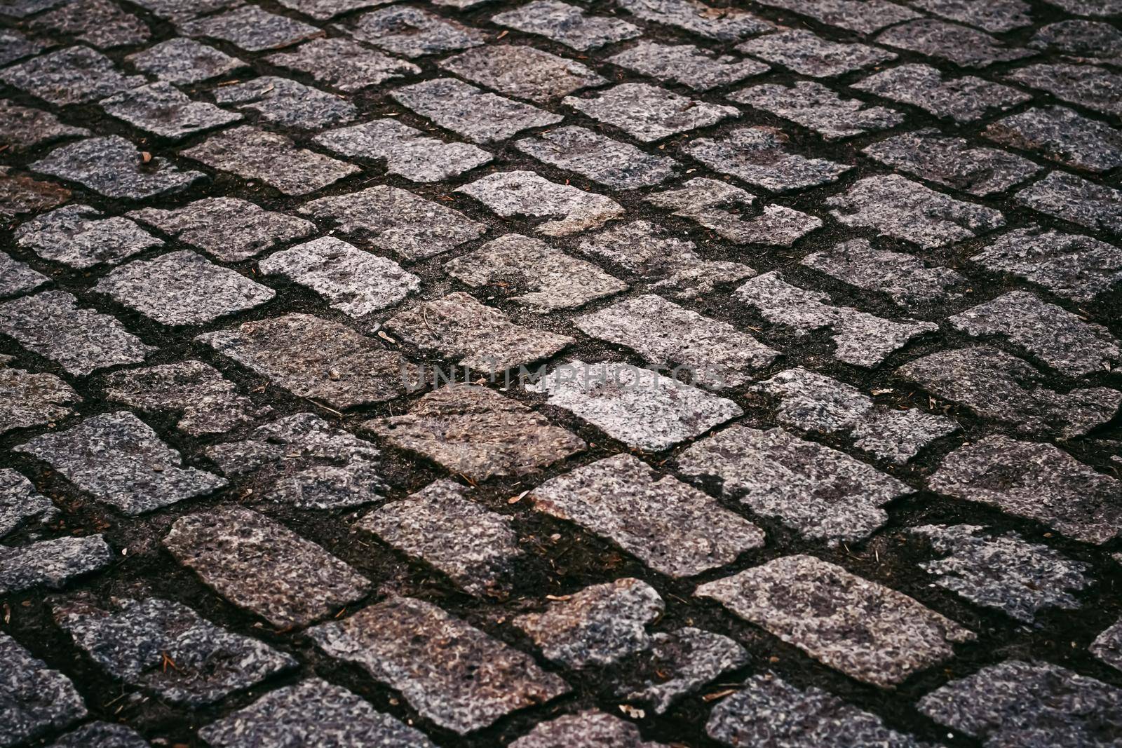 Stone pavement texture, old town street road background by Anneleven