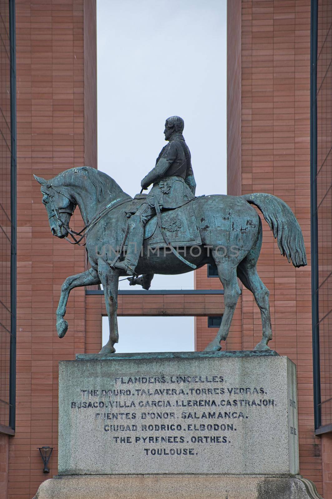 The Equestrian Statue of Viscount Combermere stands on an island in Grosvenor Road, Chester, Cheshire, England, opposite the entrance to Chester Castle. It commemorates his successful military career, and was made by Carlo Marochetti