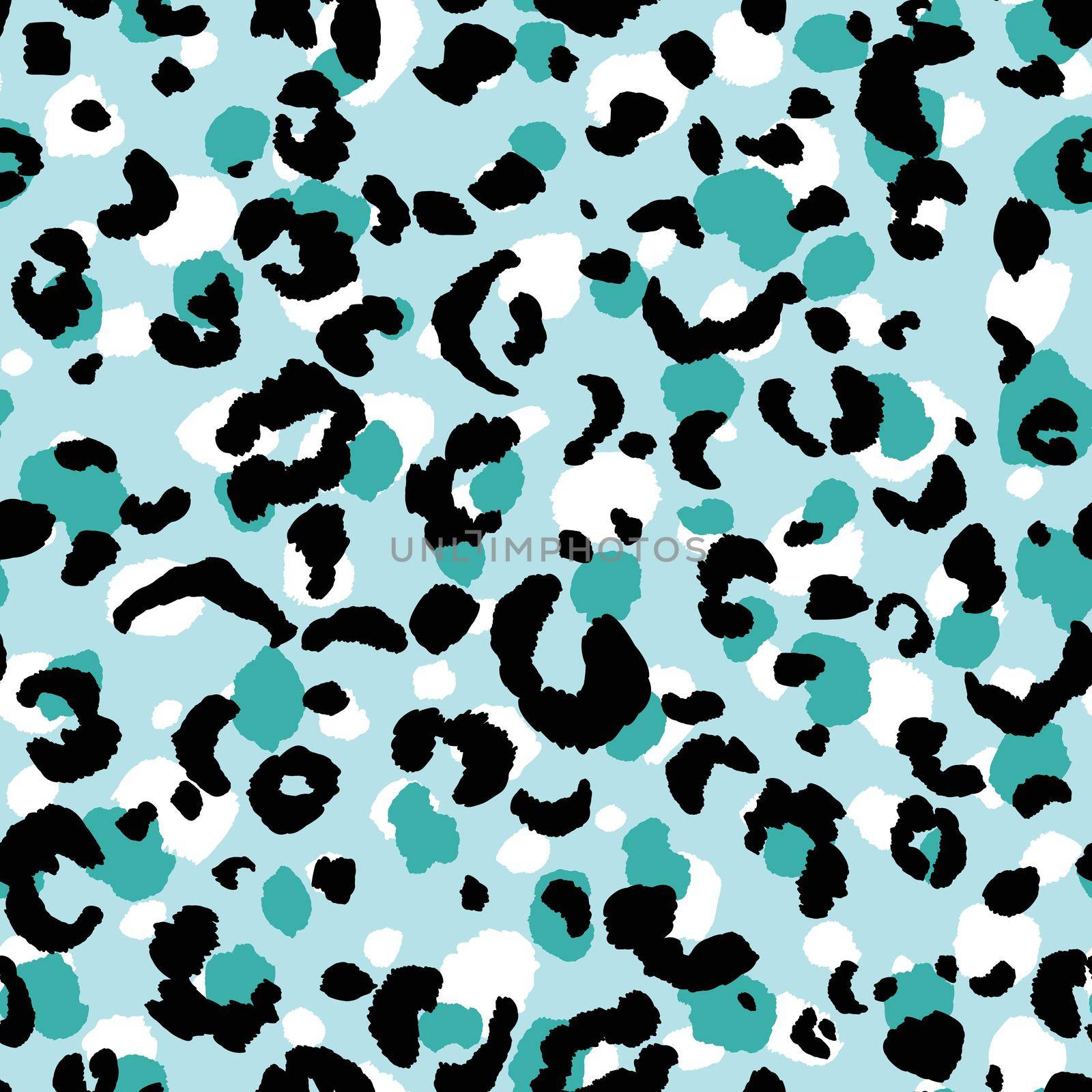 Abstract modern leopard seamless pattern. Animals trendy background. Blue and black decorative vector stock illustration for print, card, postcard, fabric, textile. Modern ornament of stylized skin by allaku