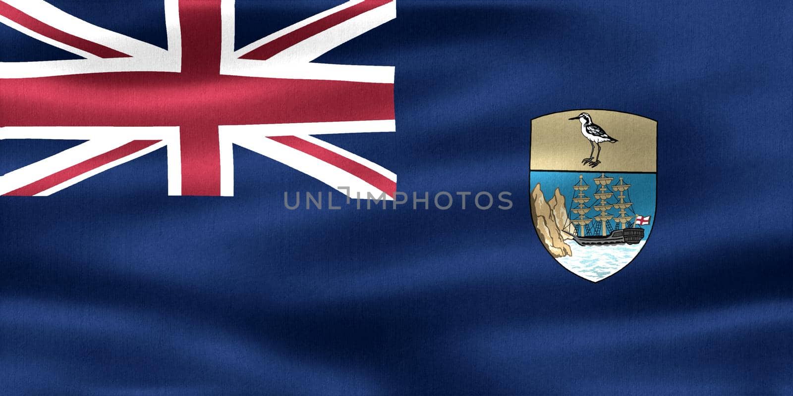 Saint Helena flag - realistic waving fabric flag