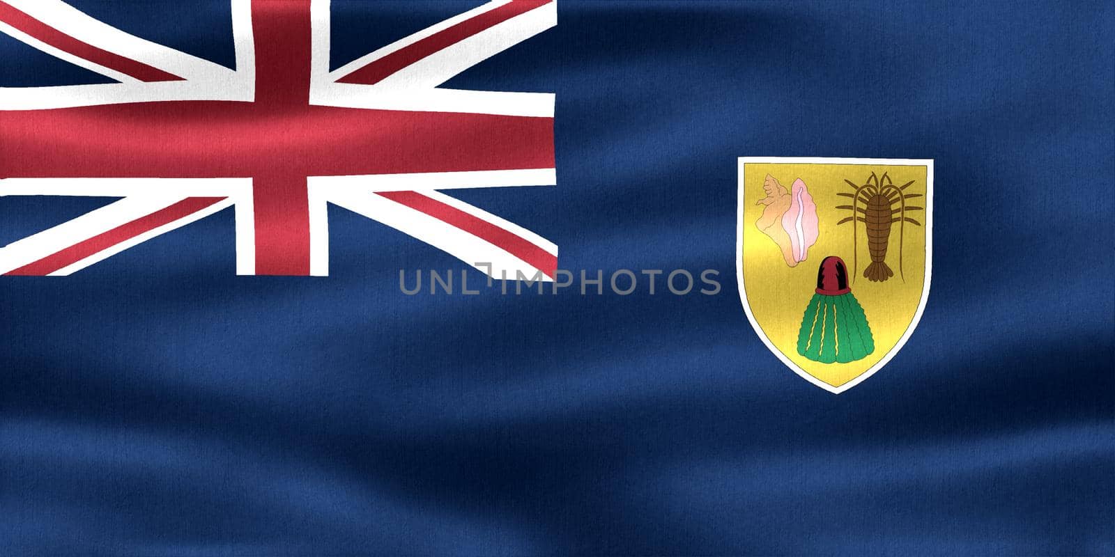 3D-Illustration of a Caicos Islands flag - realistic waving fabric flag.