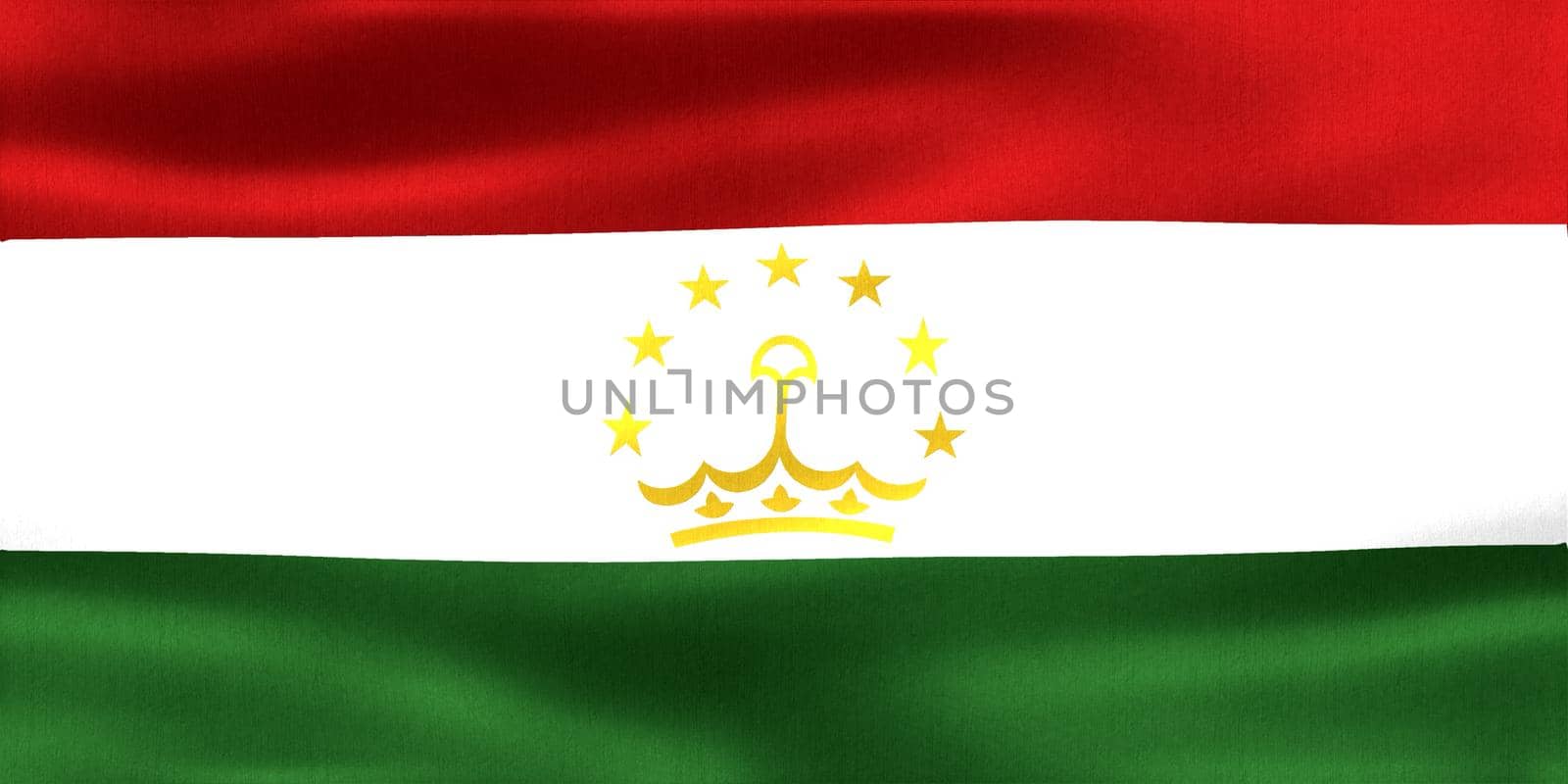 3D-Illustration of a Tajikistan flag - realistic waving fabric flag.