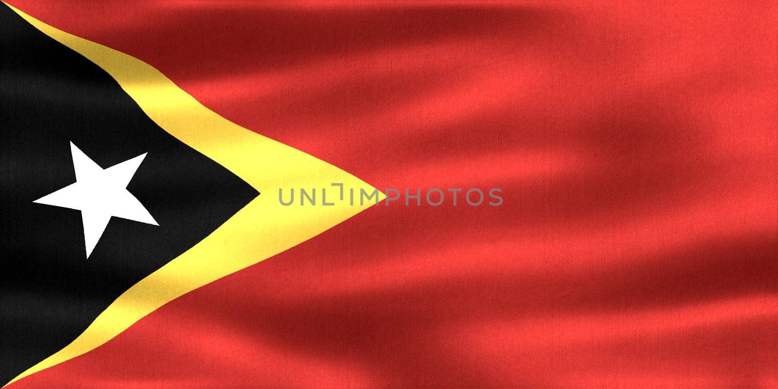 3D-Illustration of a East Timor flag - realistic waving fabric flag.