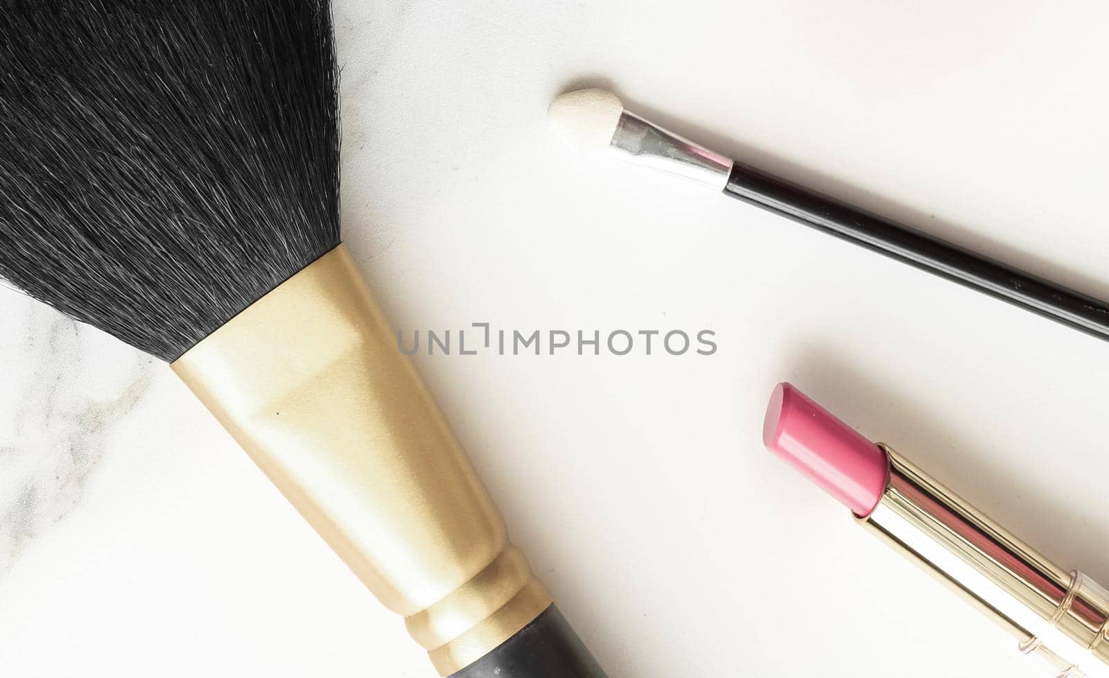 Make-up and cosmetics products on marble, flatlay background by Anneleven