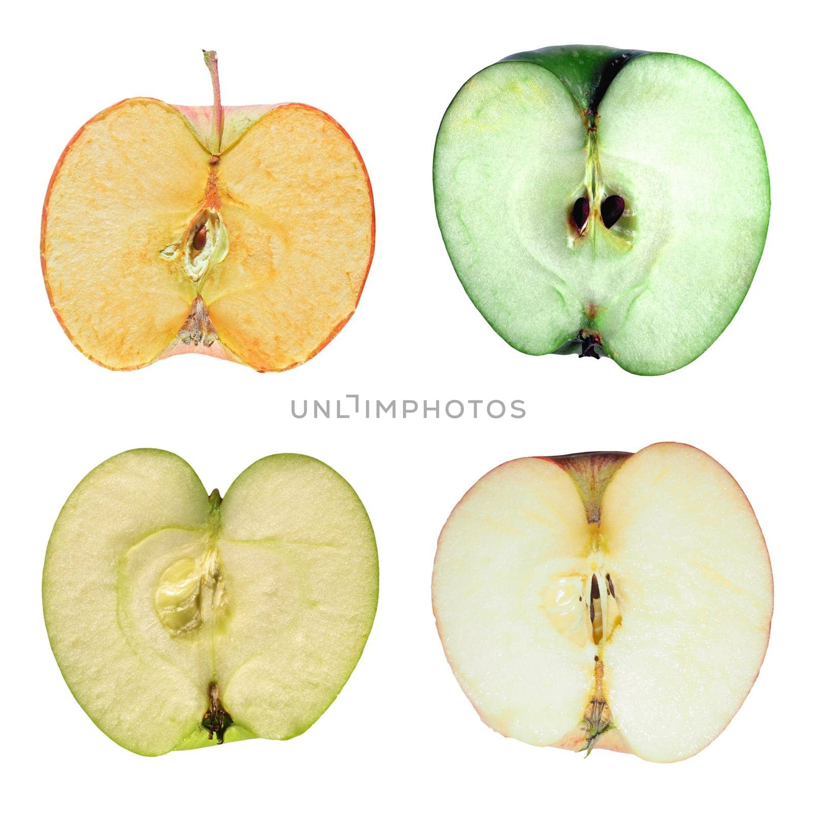 sliced apples isolated over a white background