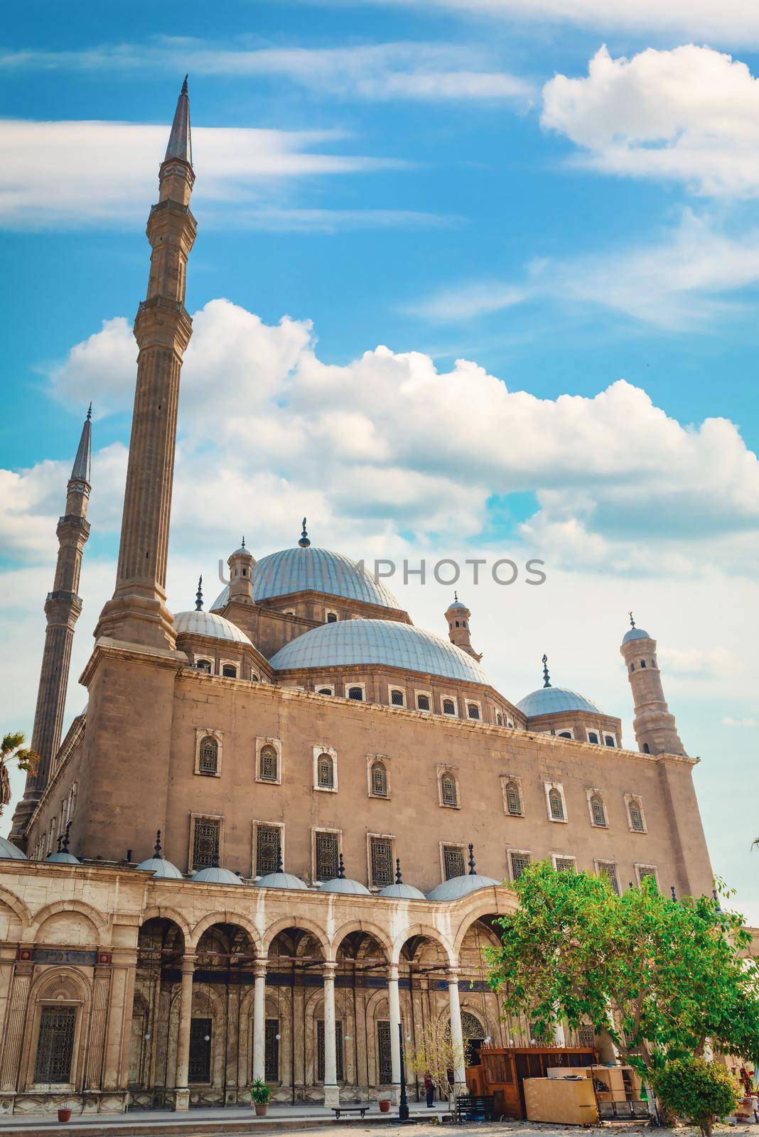Muhammad Ali mosque and blue cloudy sky in Cairo