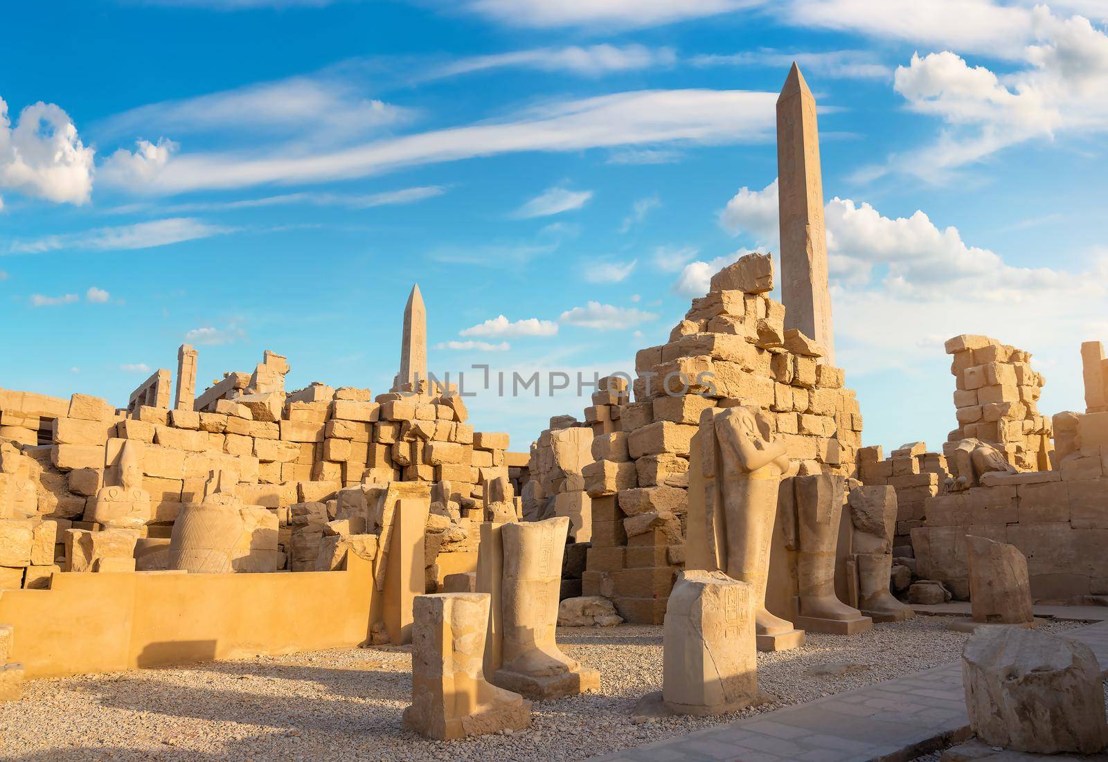 Ruins and obelisks of the ancient temple in Luxor
