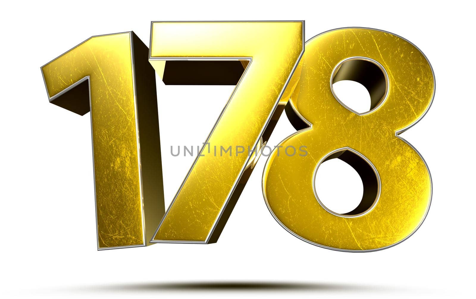 178 gold 3D illustration on white background with clipping path. by thitimontoyai