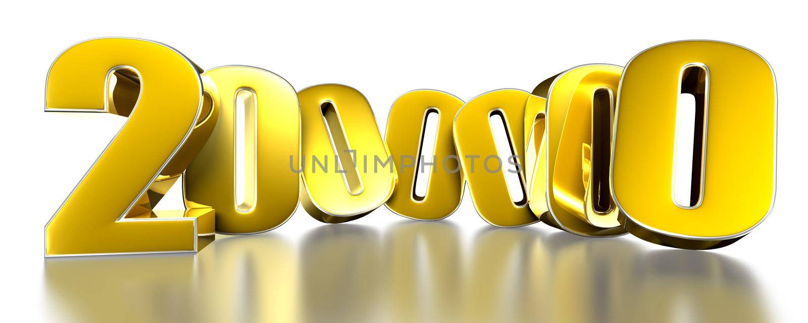 2 000 000 gold 3D illustration on white background with clipping path. by thitimontoyai