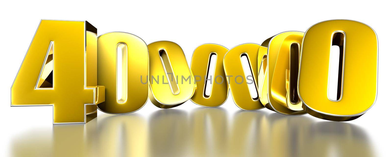 4 000 000 gold 3D illustration on white background with clipping path. by thitimontoyai