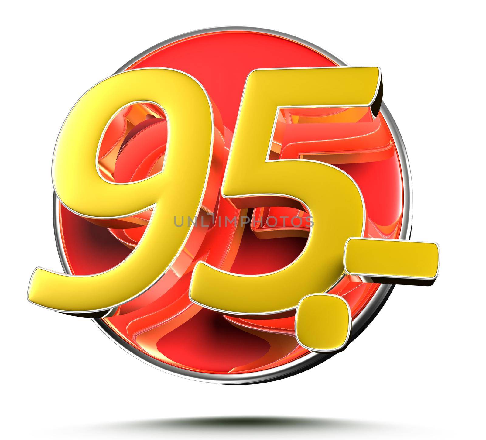 Number 95 price tag isolated on white background 3D illustration with clipping path. by thitimontoyai