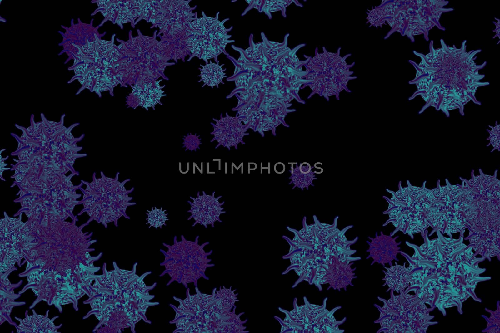 mutant virus covid-19 ball dark purple blue was floating in the air by Darkfox