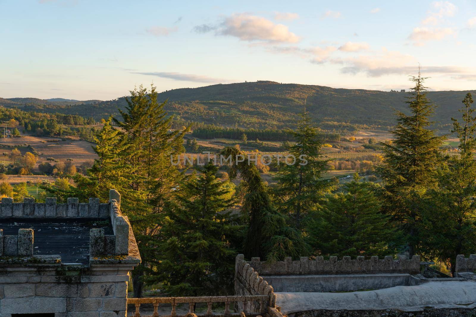 Landscape nature view of mountains and trees from Hotel Serra da Pena Termas Radium in Sortelha, Portugal by Luispinaphotography