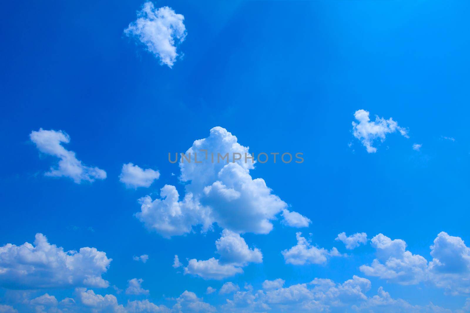 blue sky bright and big cloud beautiful, art of nature with copy space for add text by pramot