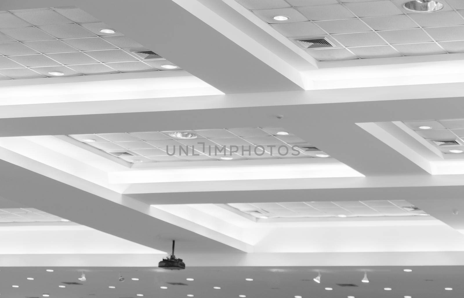 ceiling of business interior office building and light neon. style monochrome with copy space add text by pramot