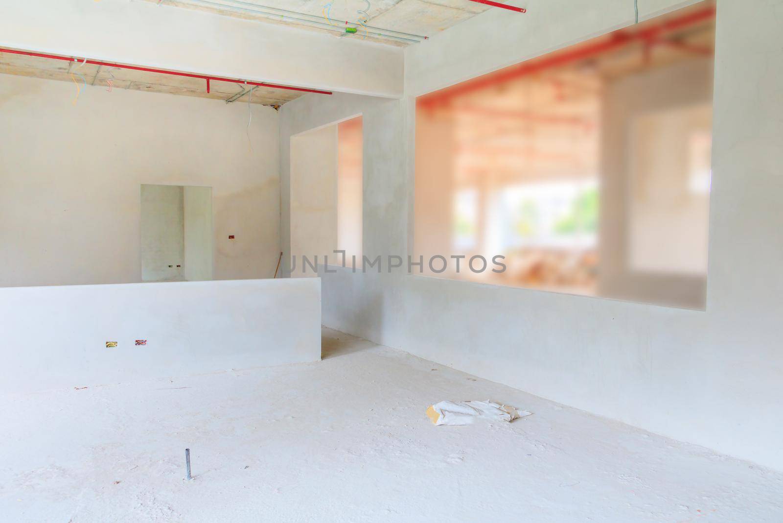 construction site  interior  building plan development on housing  with copy space add text by pramot