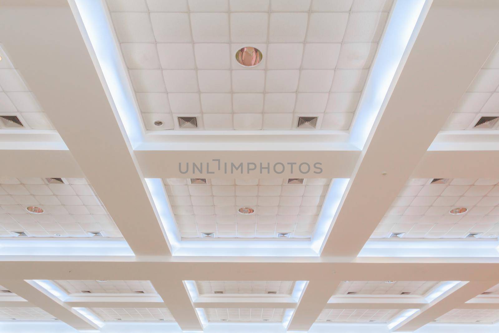 ceiling gypsum of business interior office building and light neon. style monochrome with copy space add text by pramot