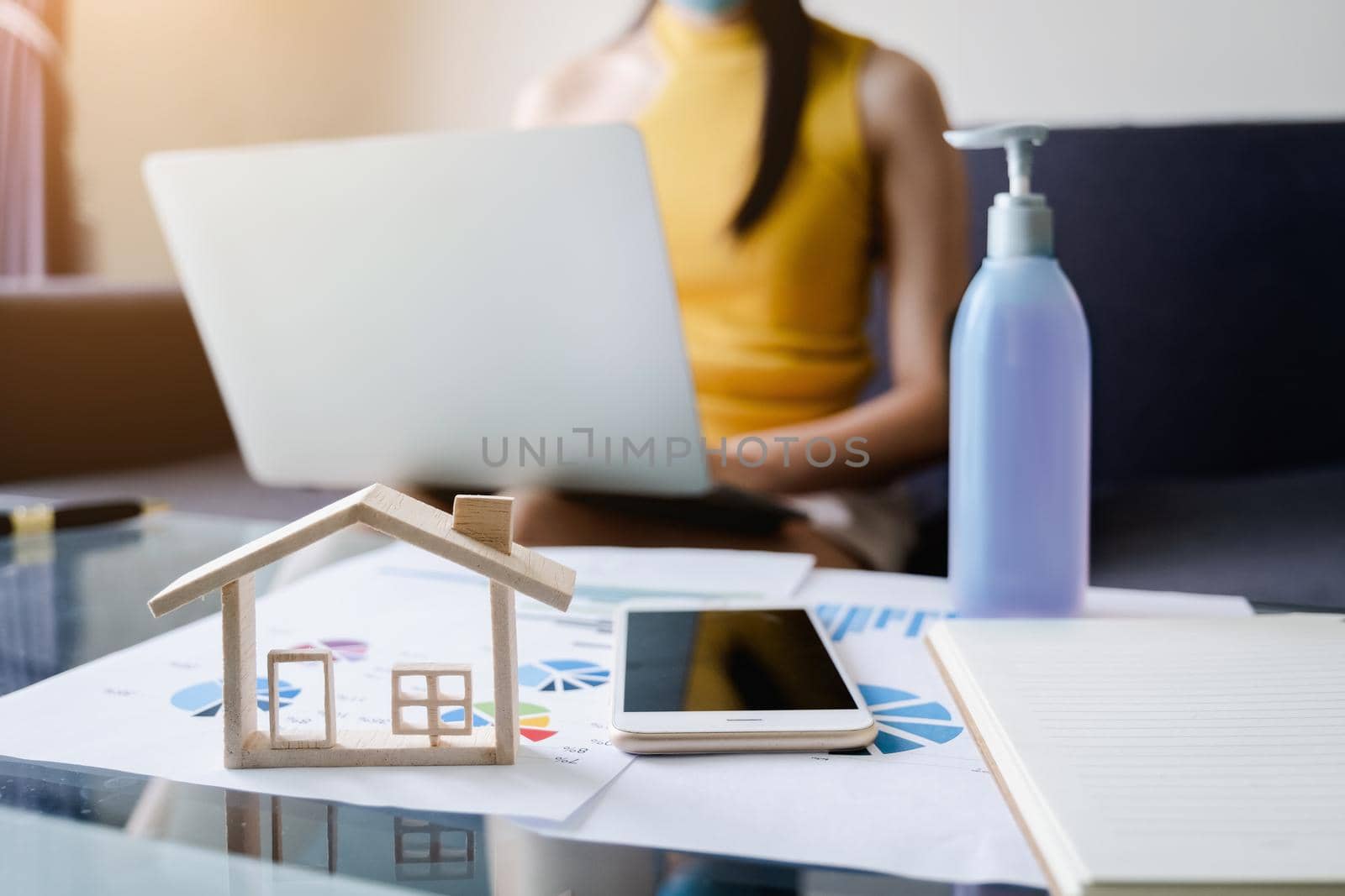 Young freelance Start up owner confirm order from customer at home office, Small Business Entrepreneur SME, Shipping shopping online. Selective focus