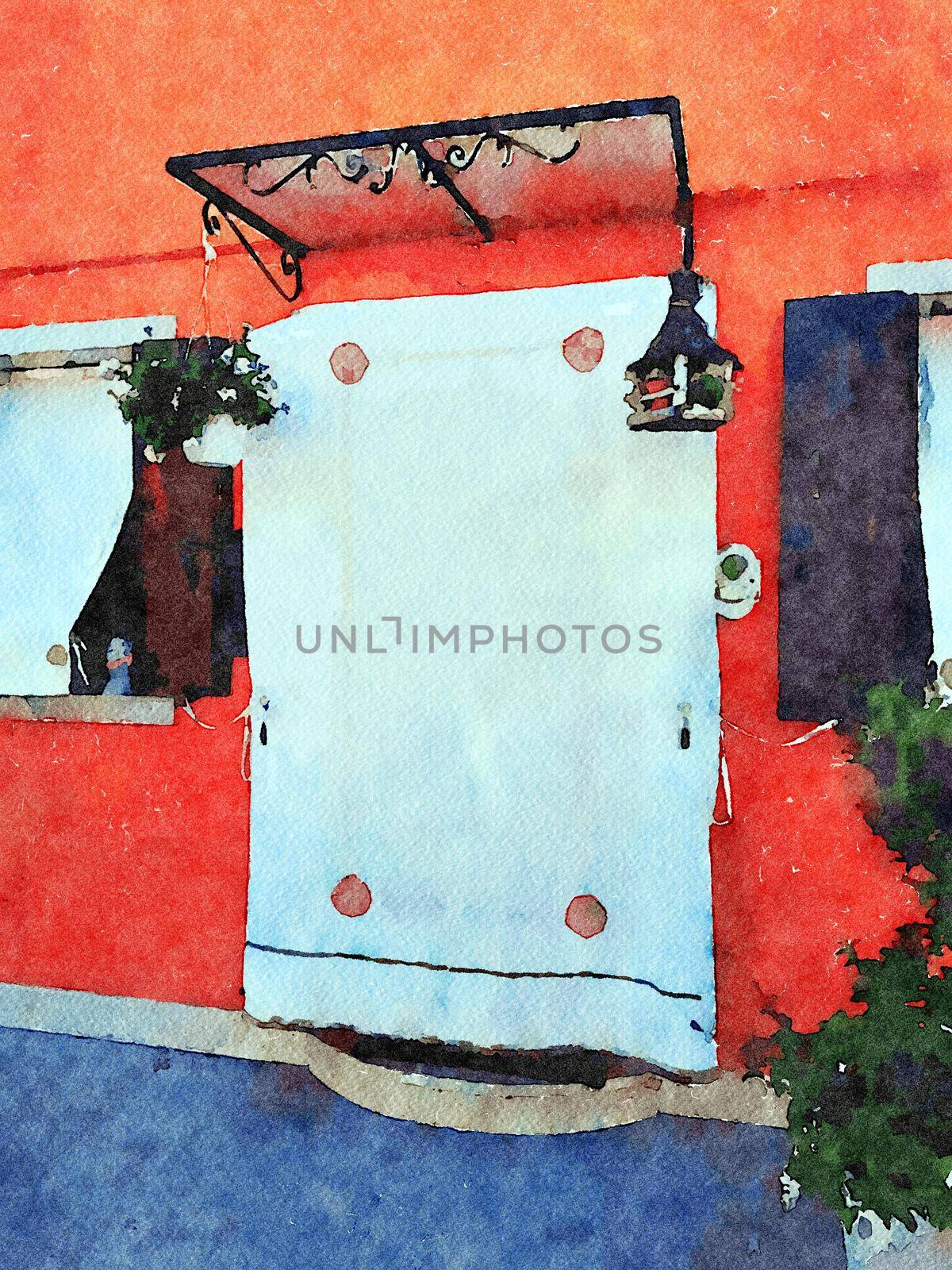 the entrance of a traditional house on the street in Burano in Venice by Jamaladeen
