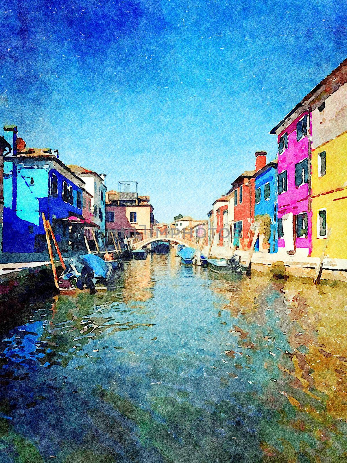 the colorful buildings on the canals of Burano in Venice by Jamaladeen
