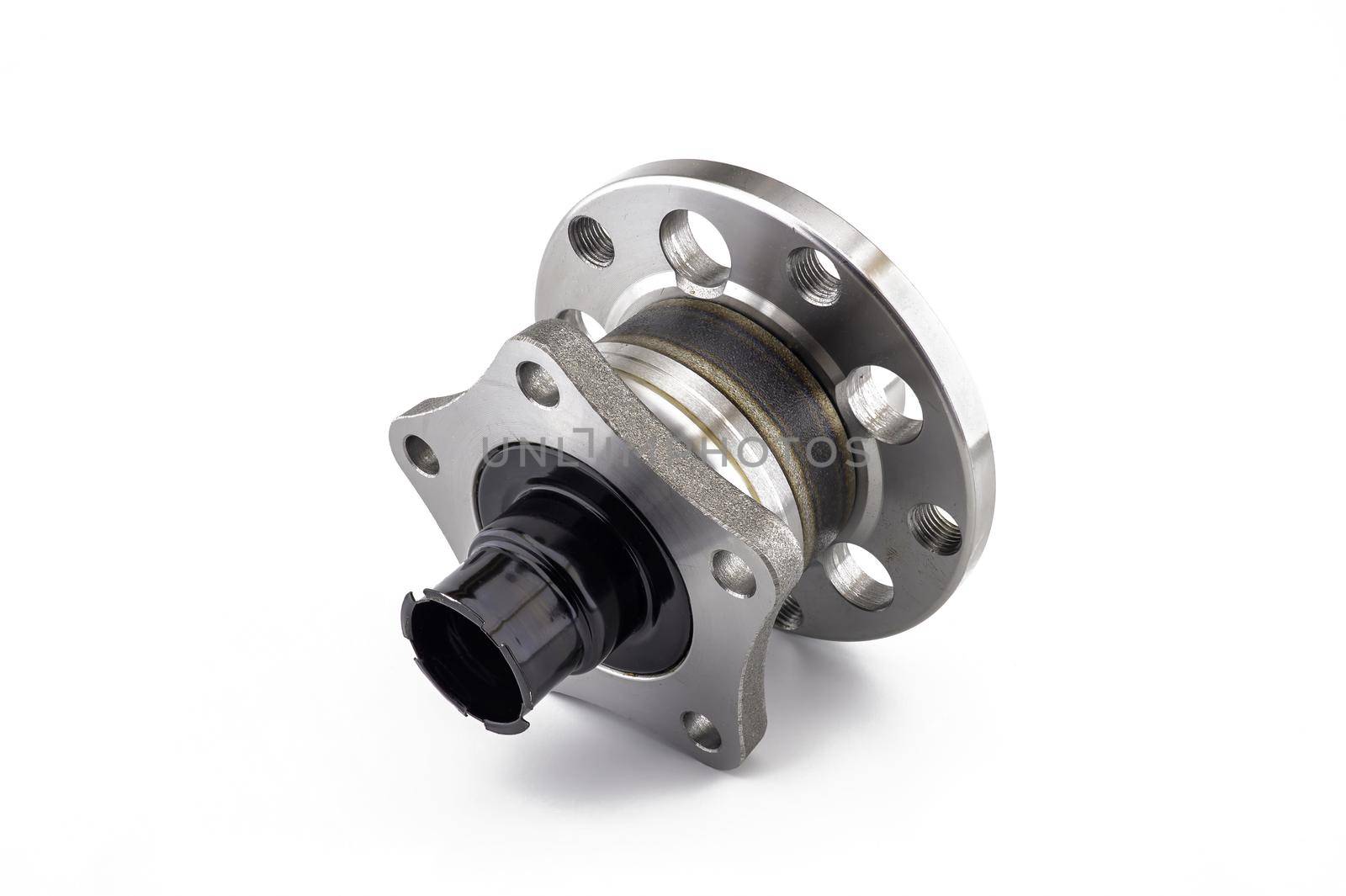 Rear wheel hub assembly isolated on white background