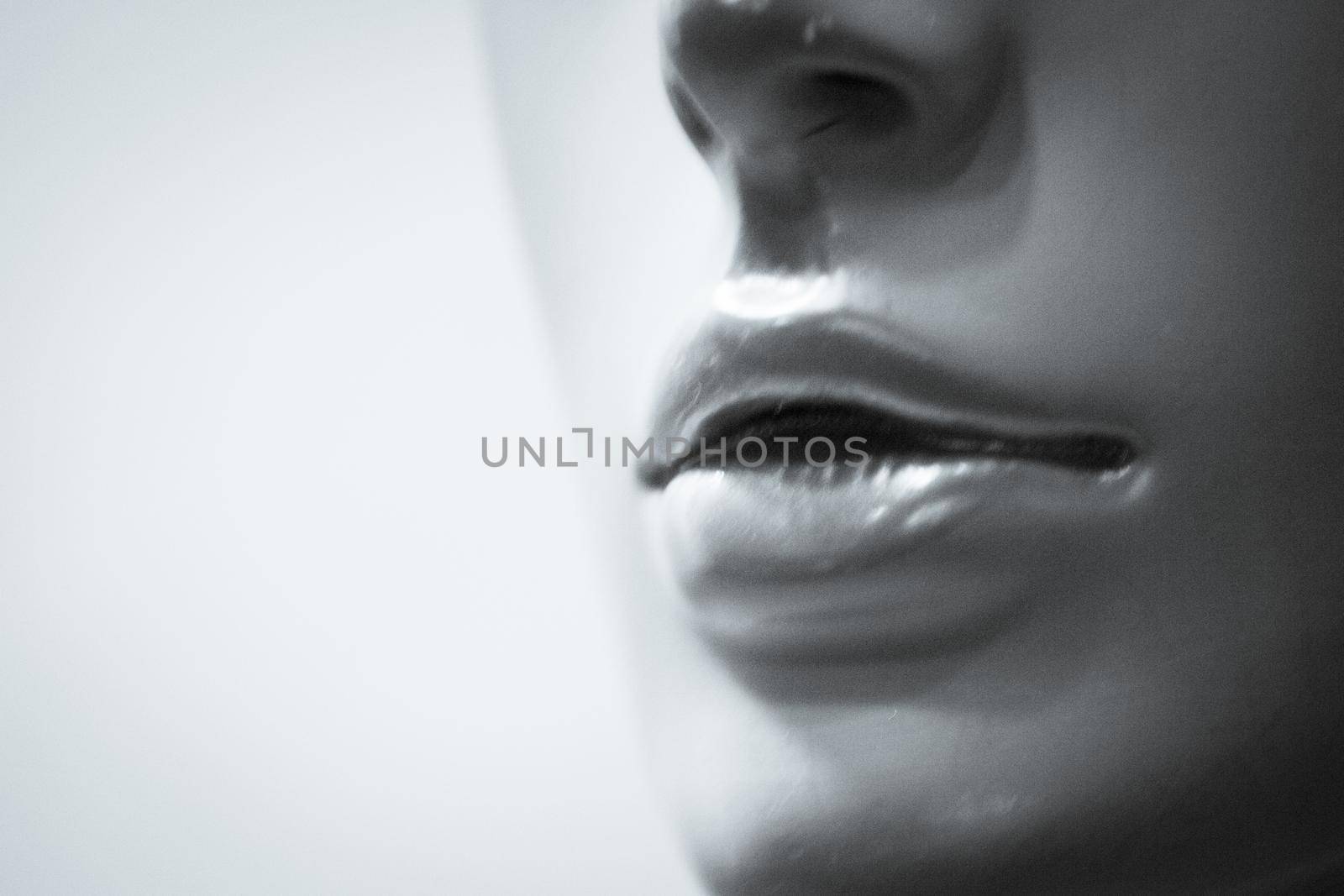 Portrait of female lips of a mannequin. No people