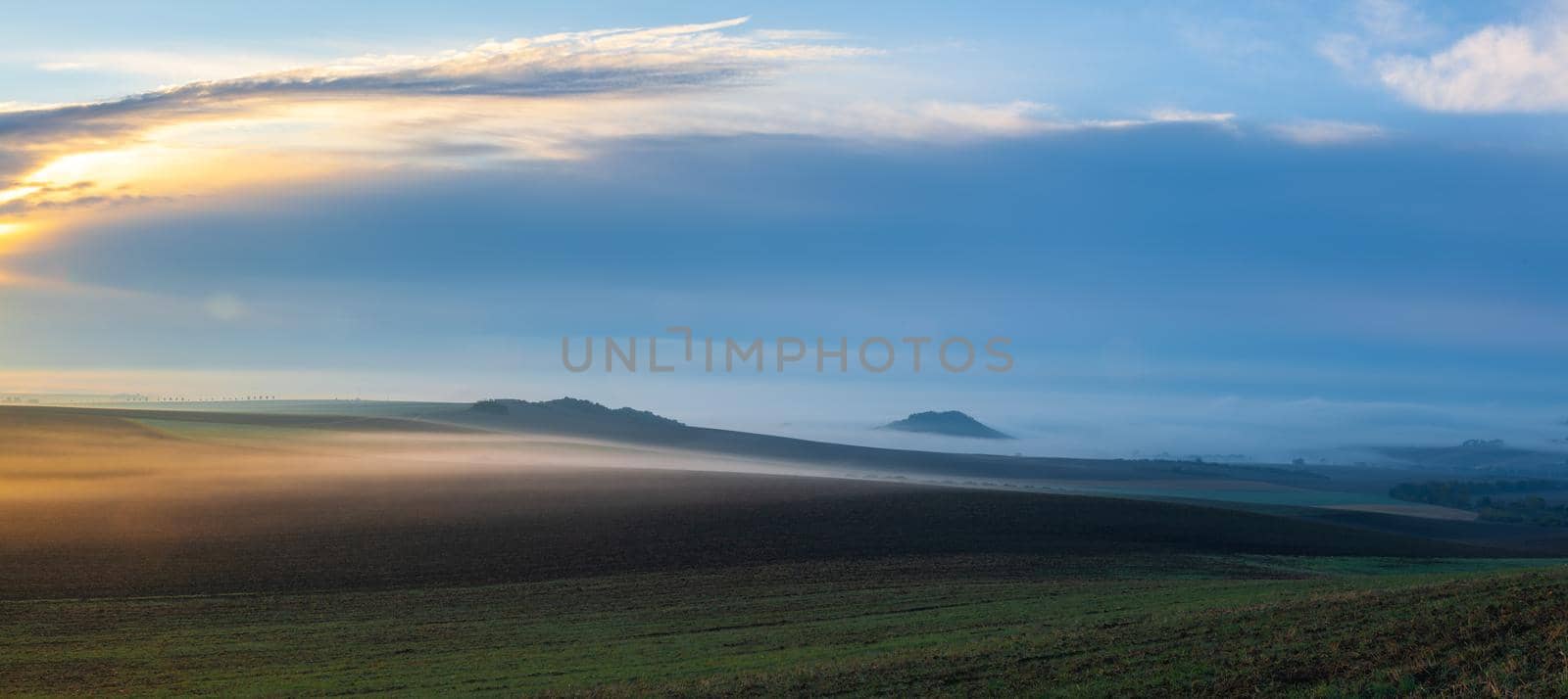 Landscape covered with fog in Central Bohemian Uplands, Czech Republic.  by CaptureLight