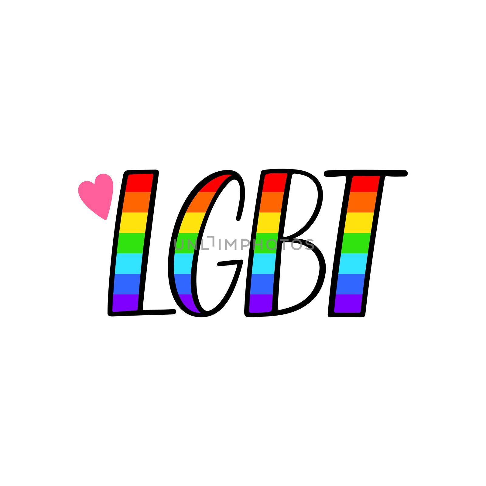 LGBT handlettering calligraphy. Symbol of lesbian, gay, bisexual, and transgender