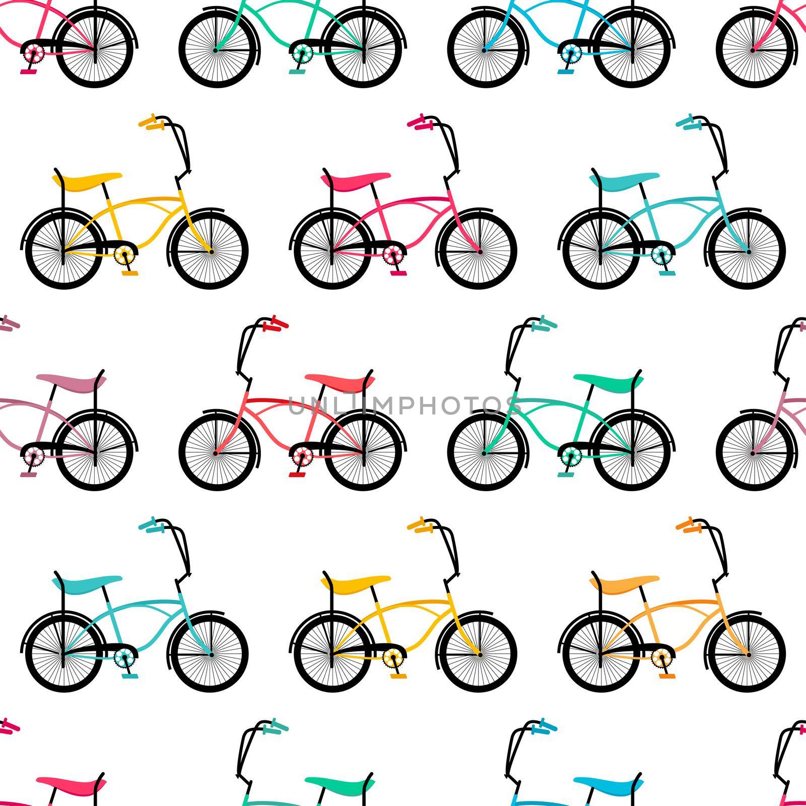 seamless vector background cute of retro bicycles