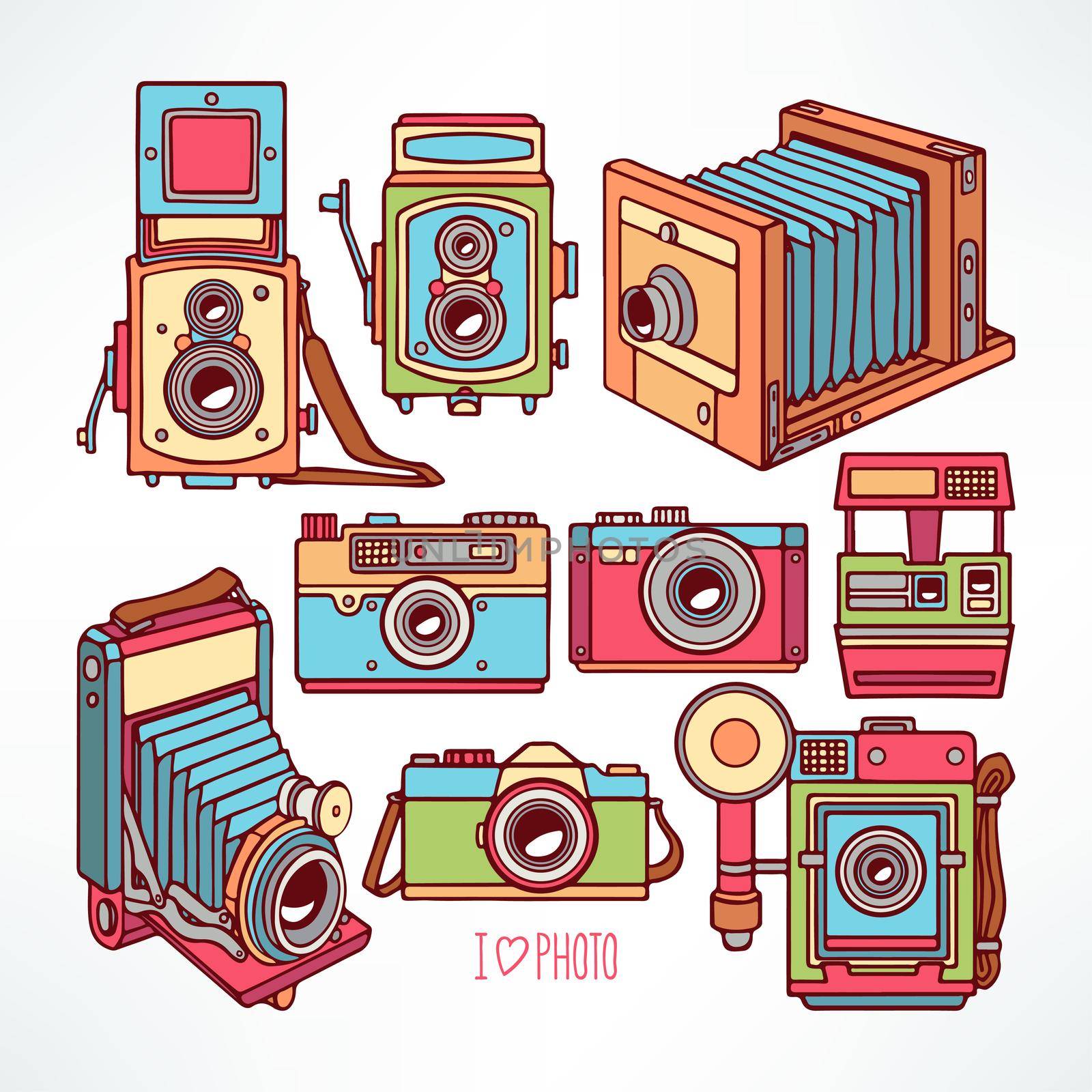 vintage colorful cameras by melazerg