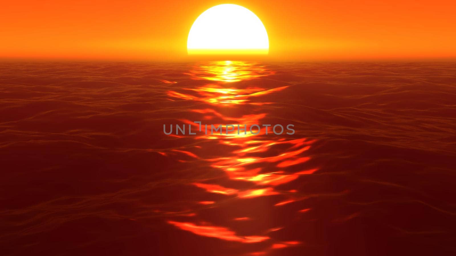 panorama of the ocean sunset, sea sunset, 3d render illustration