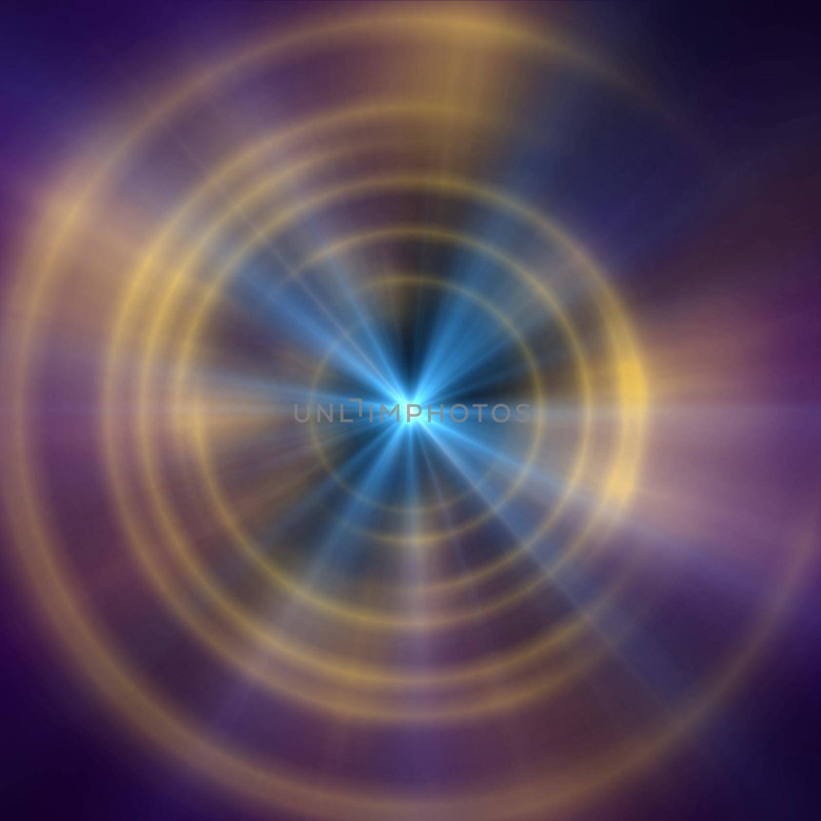 Round concrete tunnel with light ray ring, abstract illustration