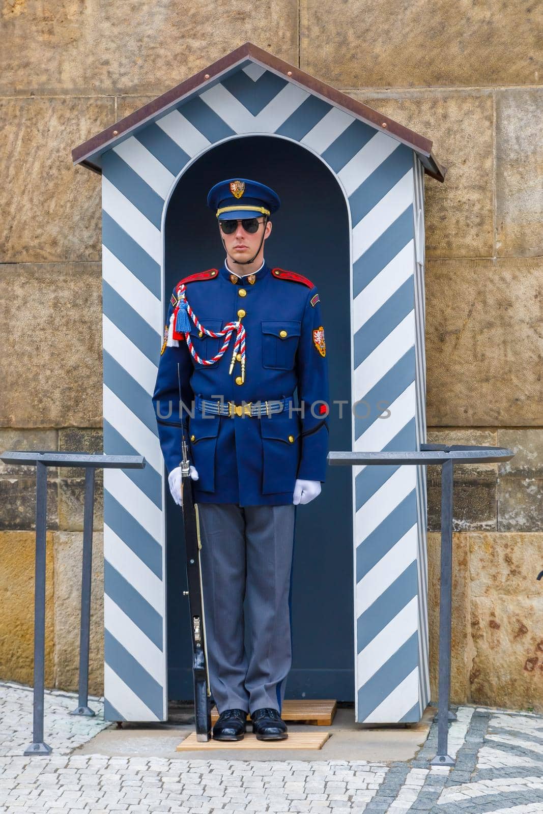 Changing of the guard at the post of honor in the Czech Republic. Suitable for men in military uniform. Prague, Czech Republic April 14, 2018
