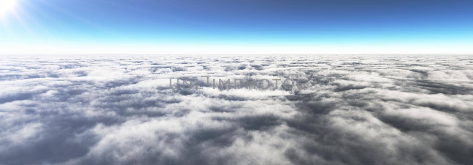 Above clouds sun ray, 3d rendering by alex_nako