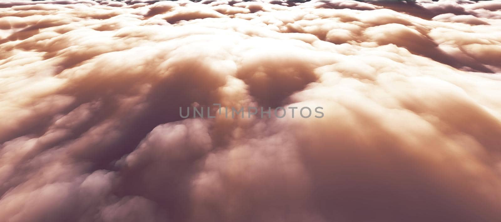 above clouds sun ray 3d render illustration