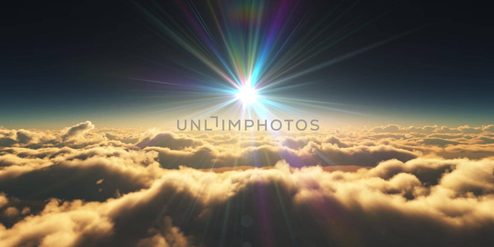 above clouds sunrise sun ray illustration by alex_nako