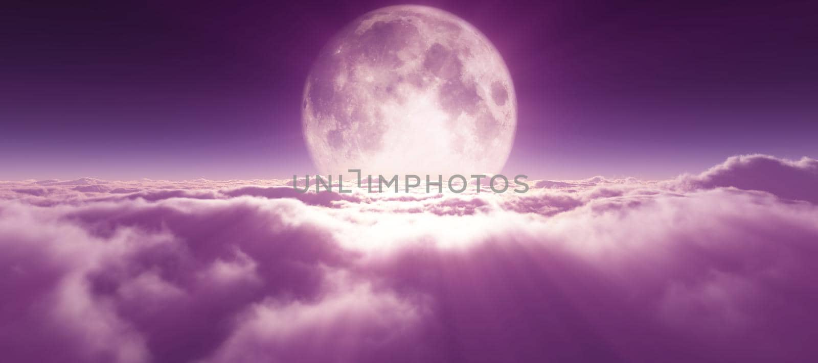 above clouds full moon illustration by alex_nako