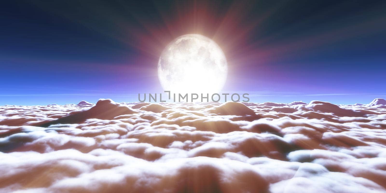 above clouds full moon illustration by alex_nako