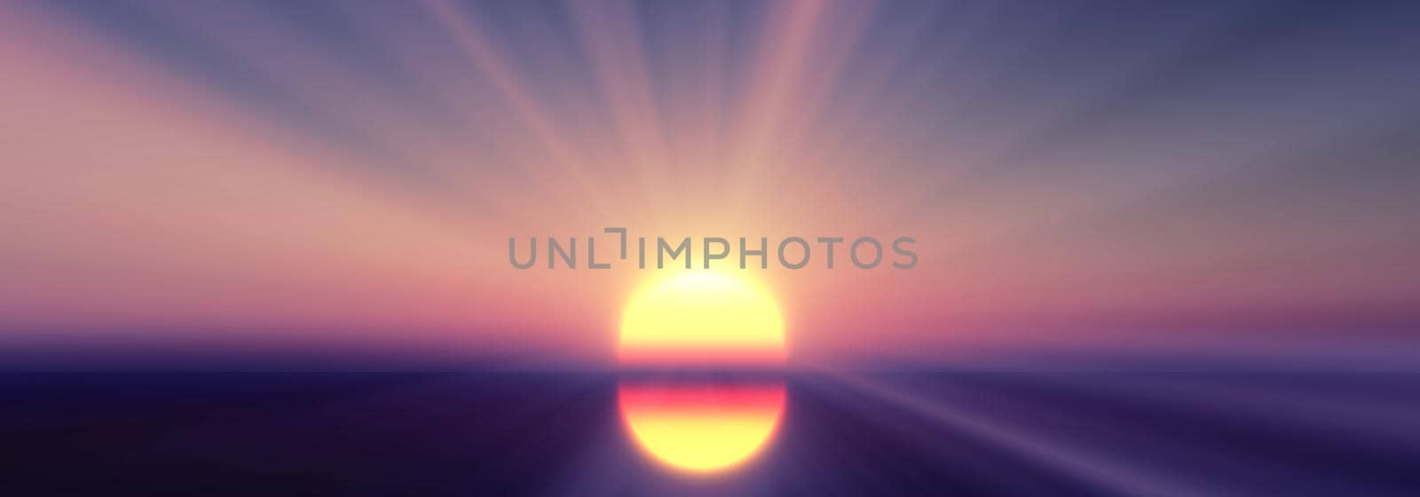 sunset calmly sea sun ray 3d render illustration