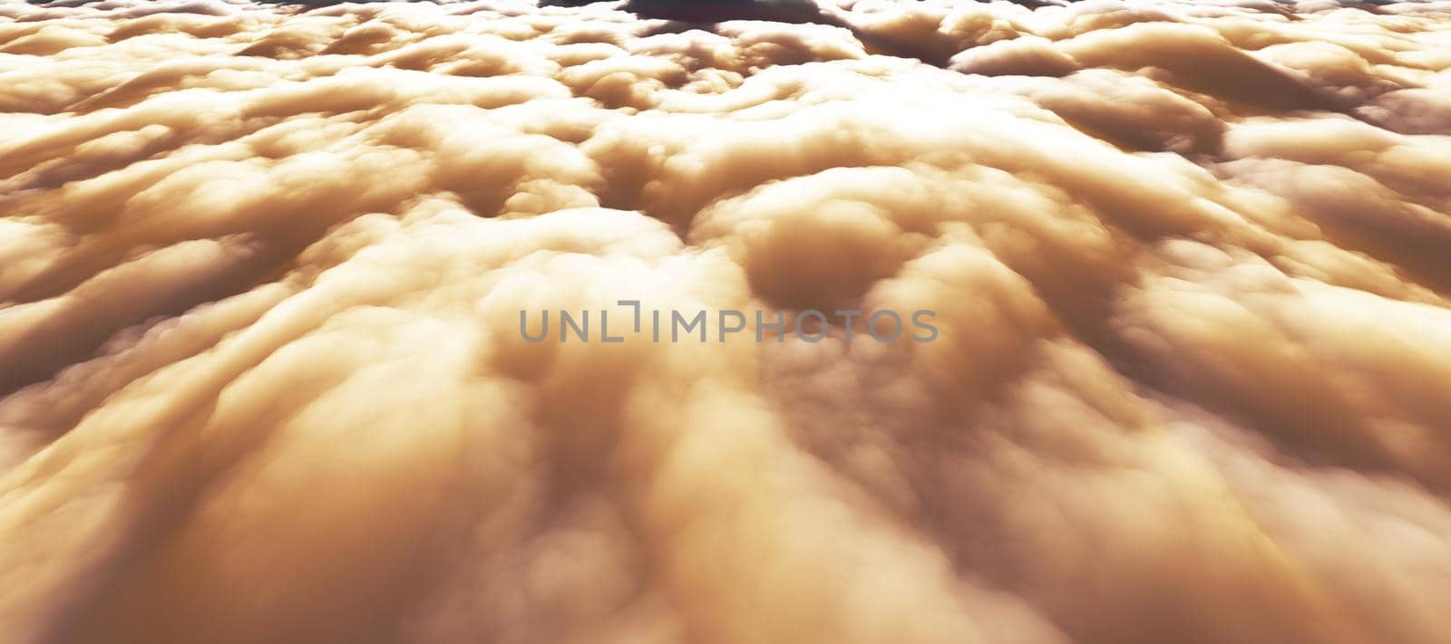 above clouds sun ray 3d render illustration