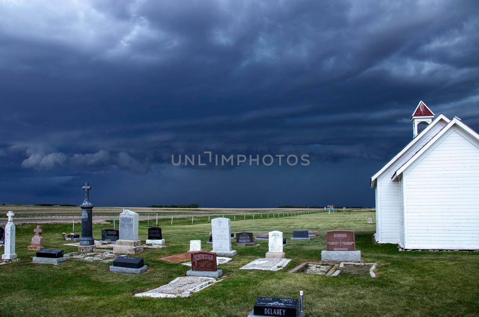 Ominous Storm Clouds Prairie Summer Country Church