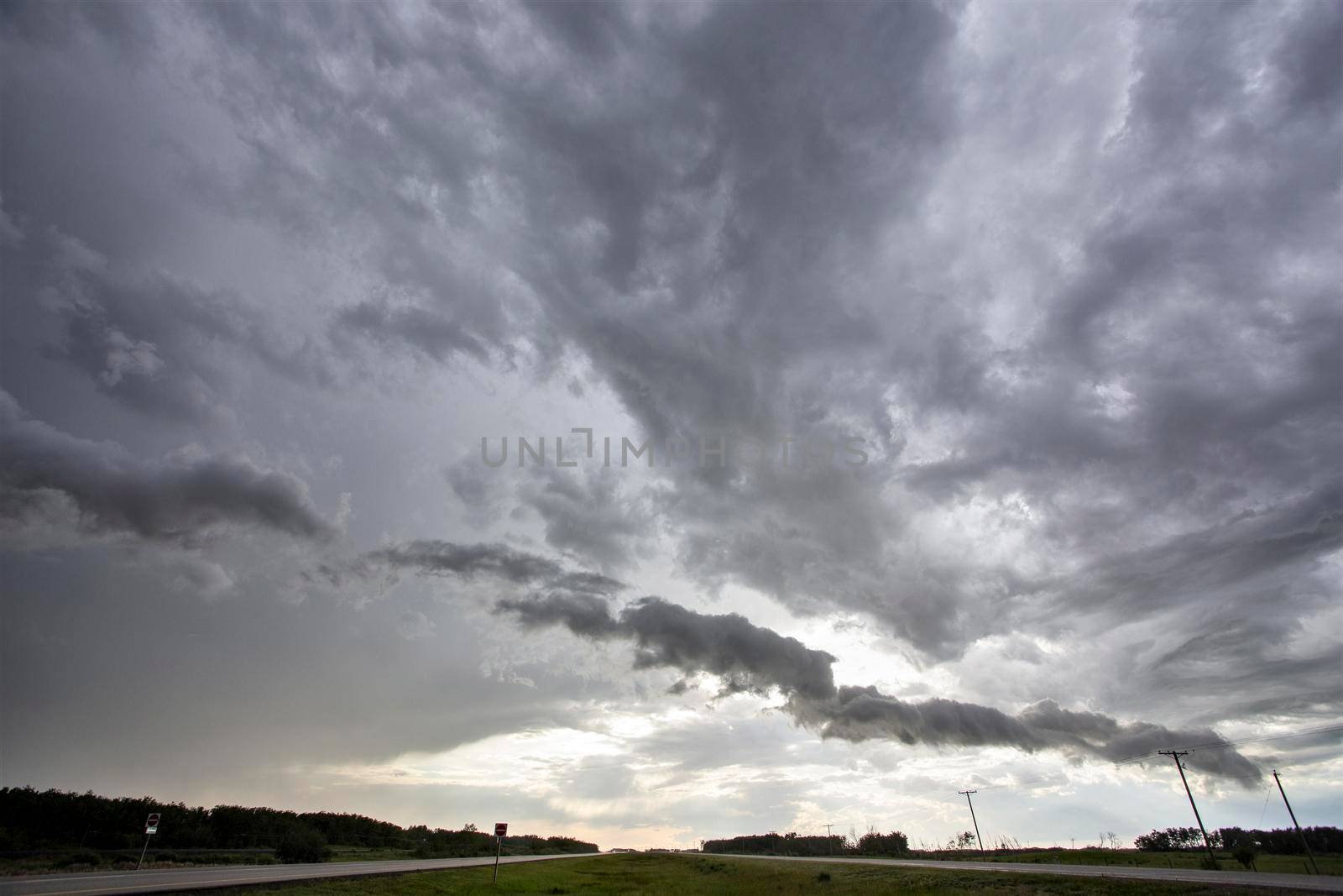 Ominous Storm Clouds Prairie Summer Rural Scene