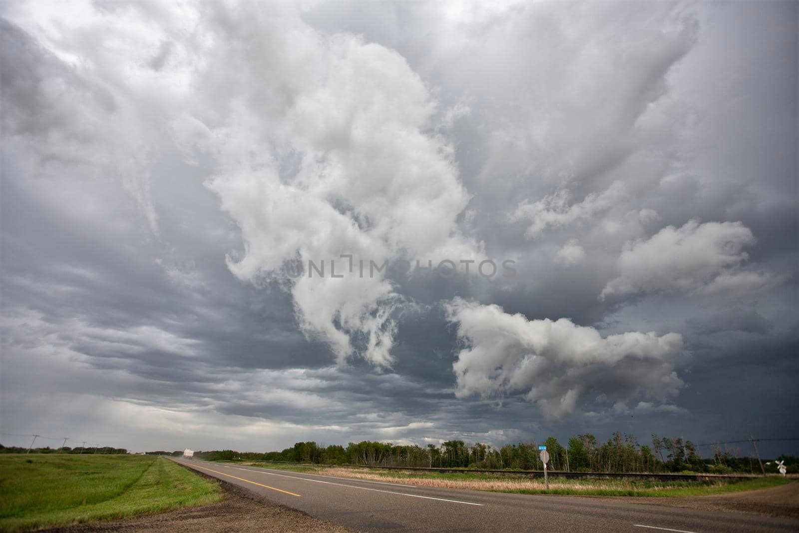 Ominous Storm Clouds Prairie Summer Rural Scene