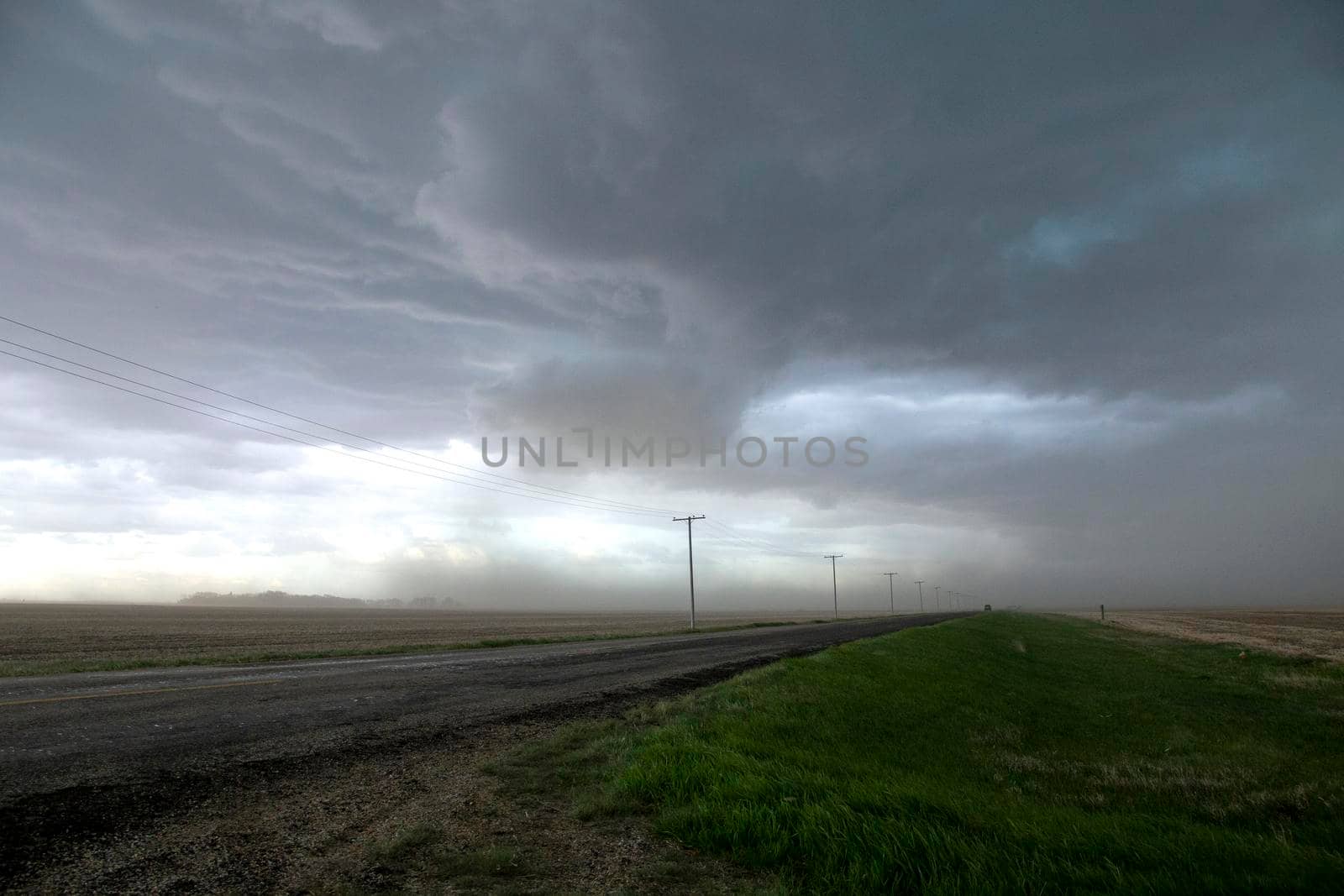 Ominous Storm Clouds Prairie Summer Rural Scene