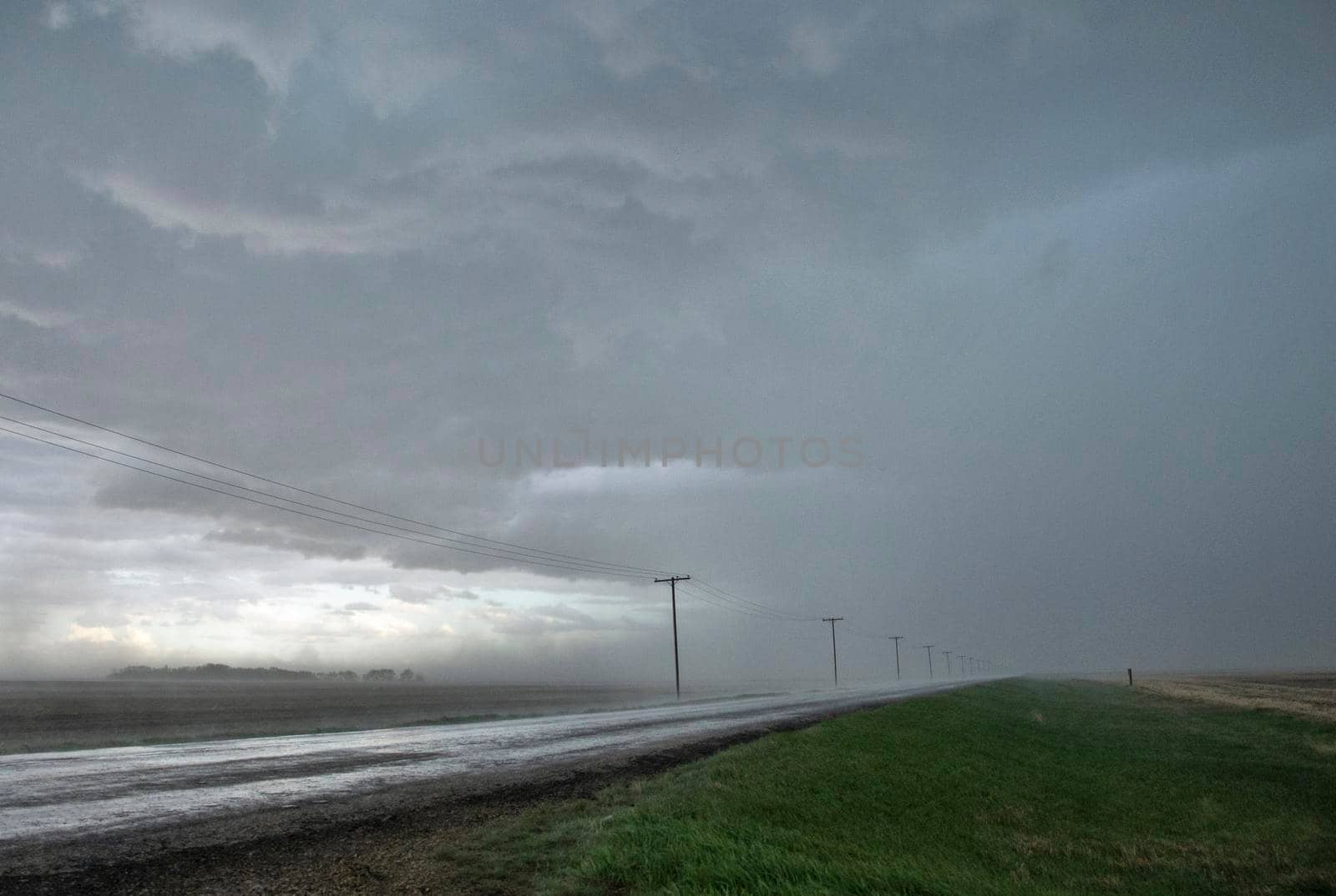 Ominous Storm Clouds Prairie Summer Rural Scene