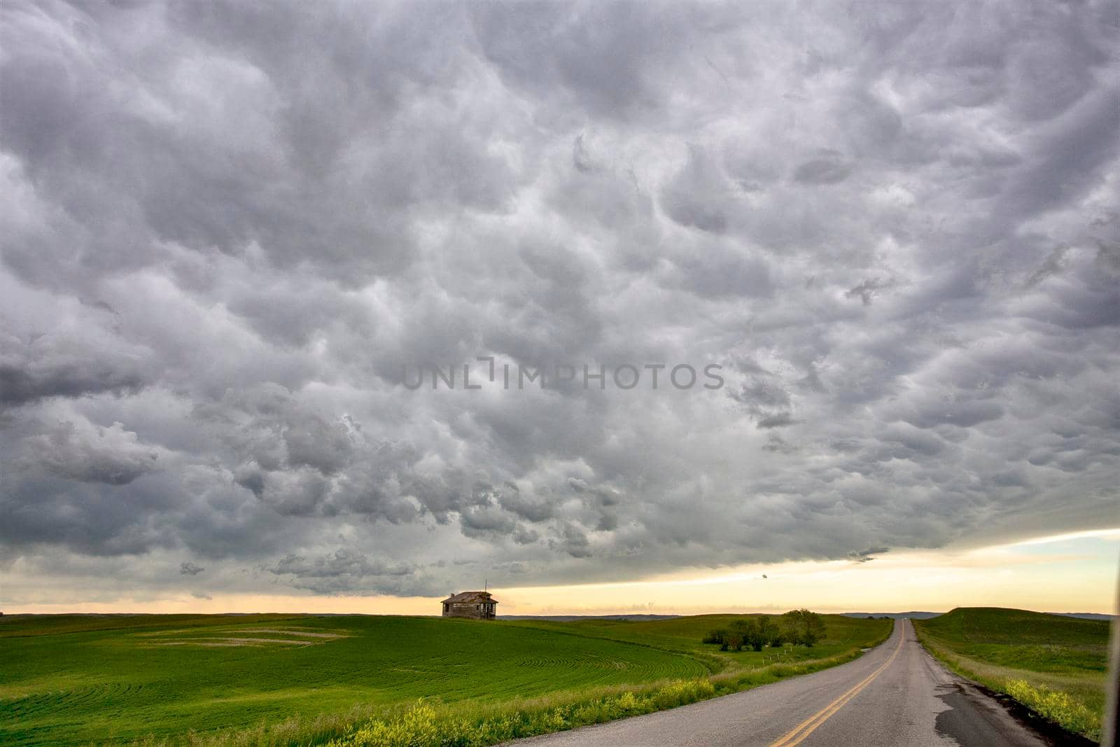 Ominous Storm Clouds Prairie Summer Rural Scene
