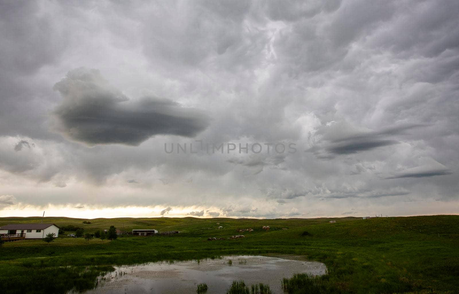 Ominous Storm Clouds Prairie Summer Rural Scene