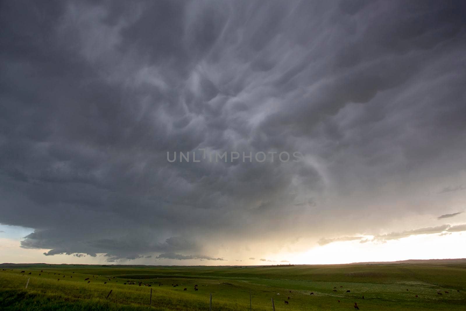 Ominous Storm Clouds Prairie Summer Rural Scene