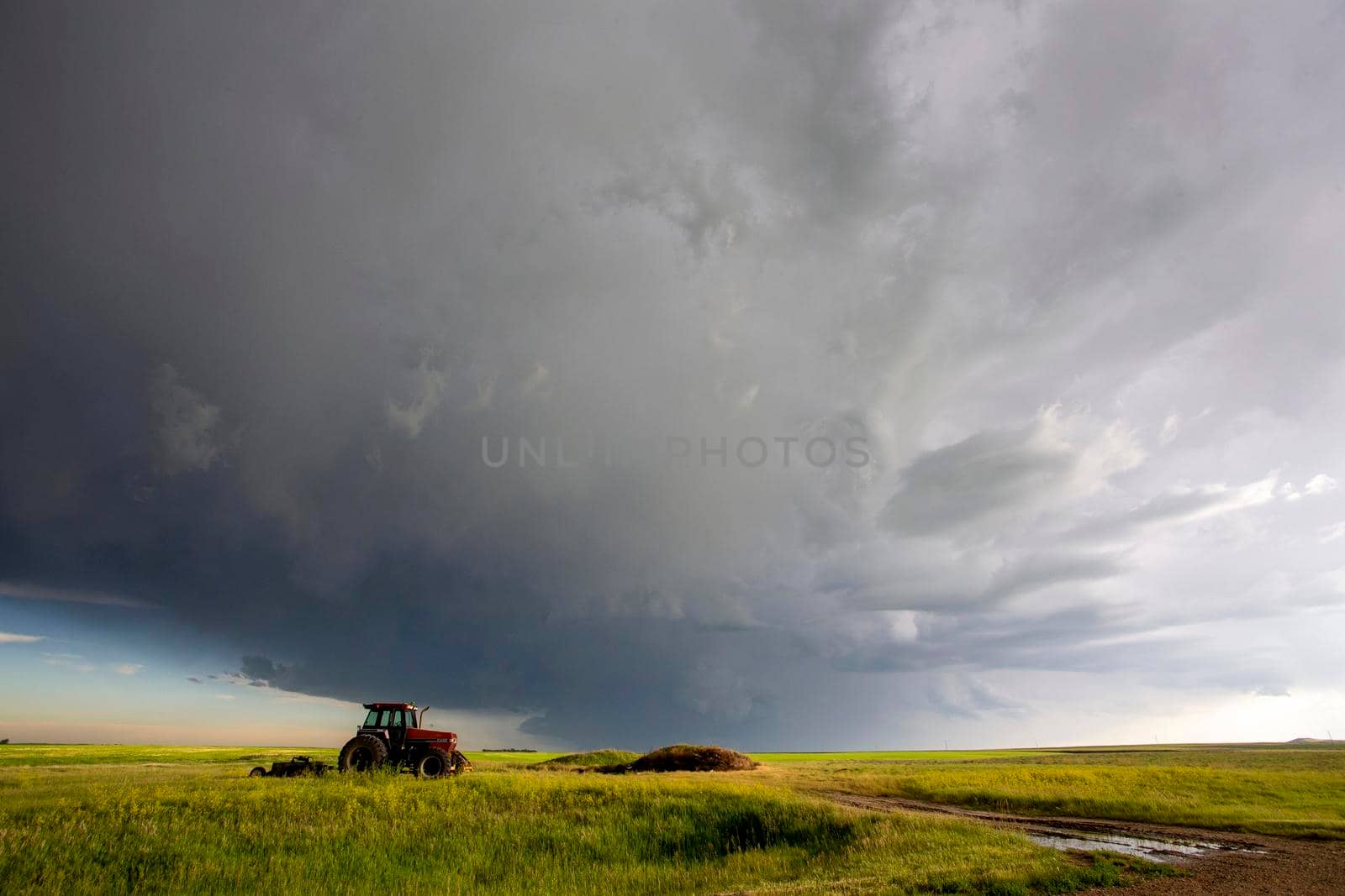Ominous Storm Clouds Prairie Summer Rural Scene